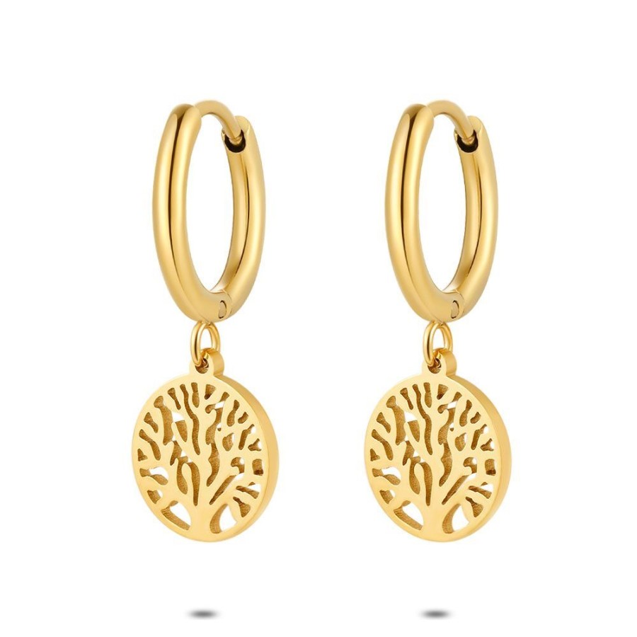 Women Twice As Nice | Gold Coloured Stainless Steel Earrings, Hoops, Tree Of Life