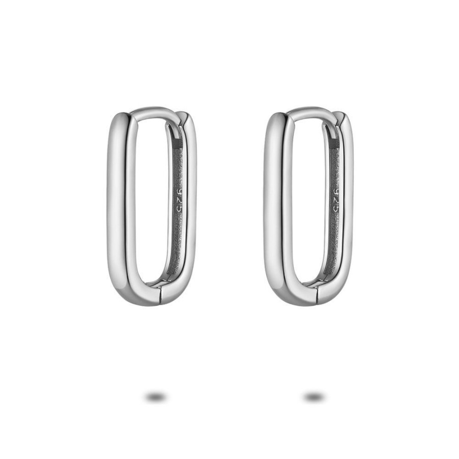 Women Twice As Nice | Silver Earrings, Oval Hoop Earrings, 15 Mm