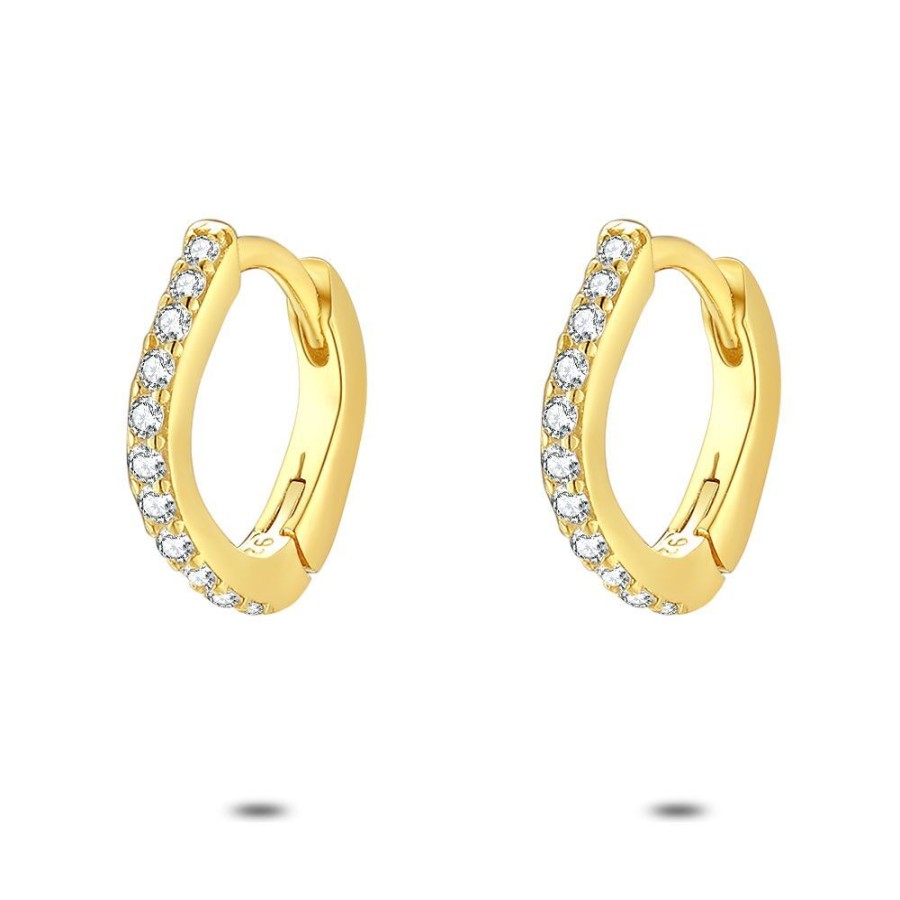 Women Twice As Nice | Silver Earrings, Golden Wavy Hoop With Zirconia