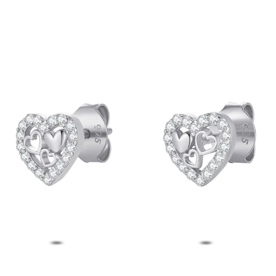 Women Twice As Nice | Silver Earrings, Little Heart, Zirconia