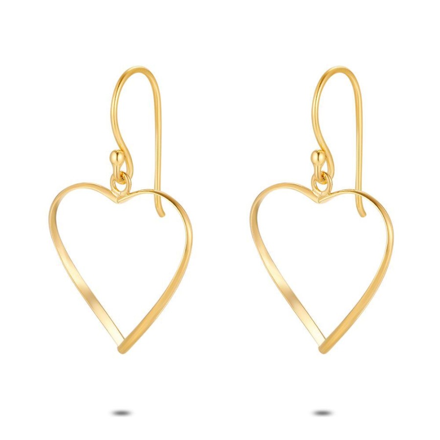 Women Twice As Nice | 18Ct Gold Plated Silver Earrings, Open Heart