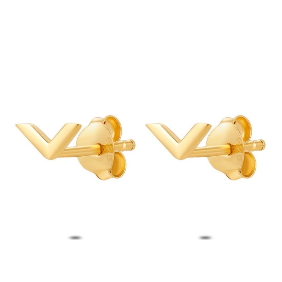 Women Twice As Nice | 18Ct Gold Plated Silver Earrings, V