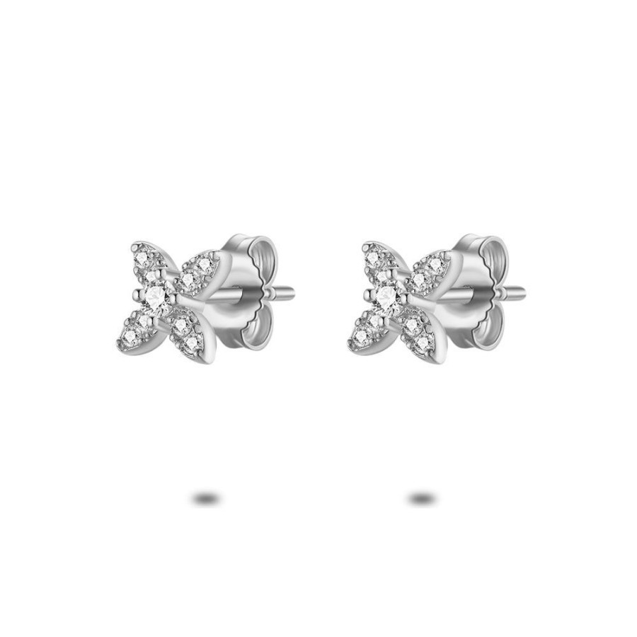 Women Twice As Nice | Silver Earrings, Flower, Zirconia