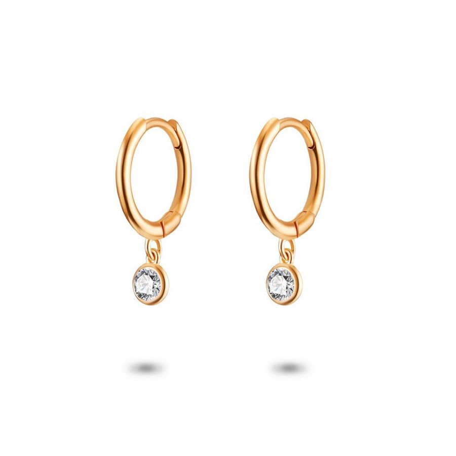 Women Twice As Nice | Rose Silver Earrings, Hoop Earrings, White Stone