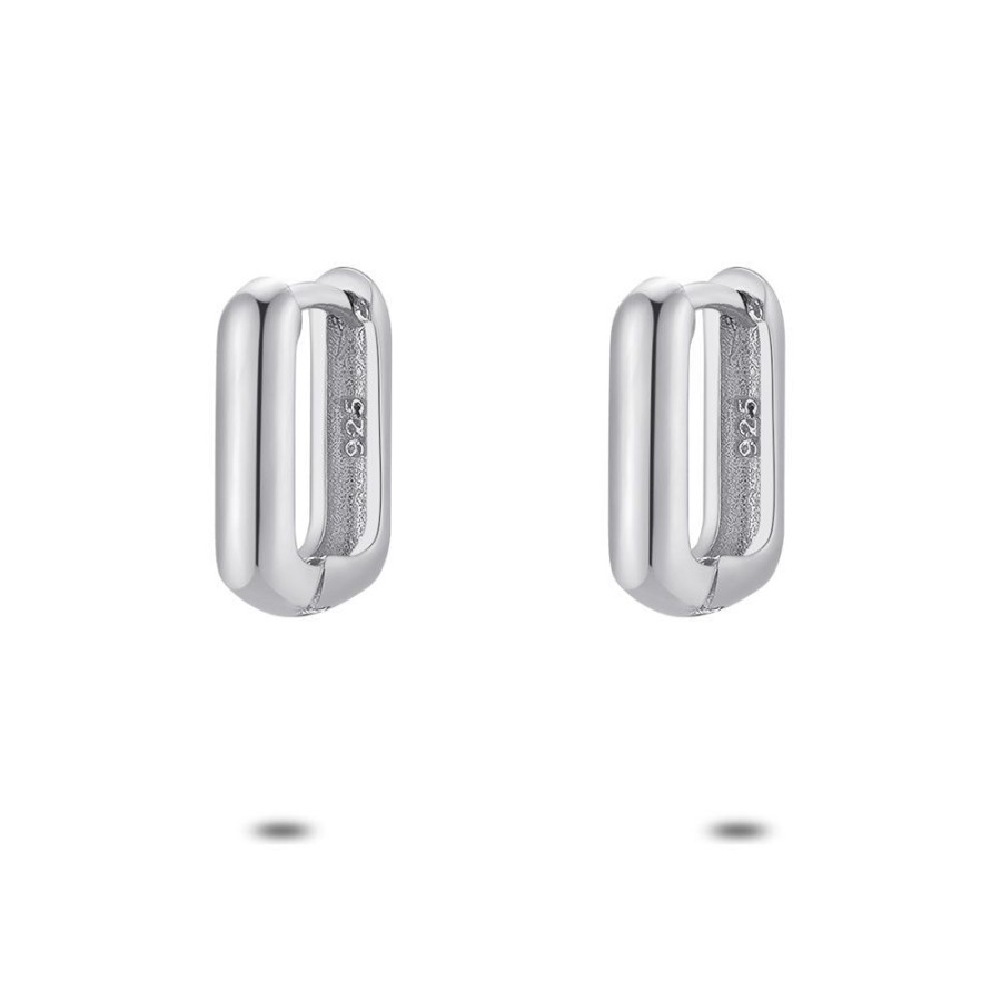 Women Twice As Nice | Silver Earrings, Rectangular Hoop, 10Mm