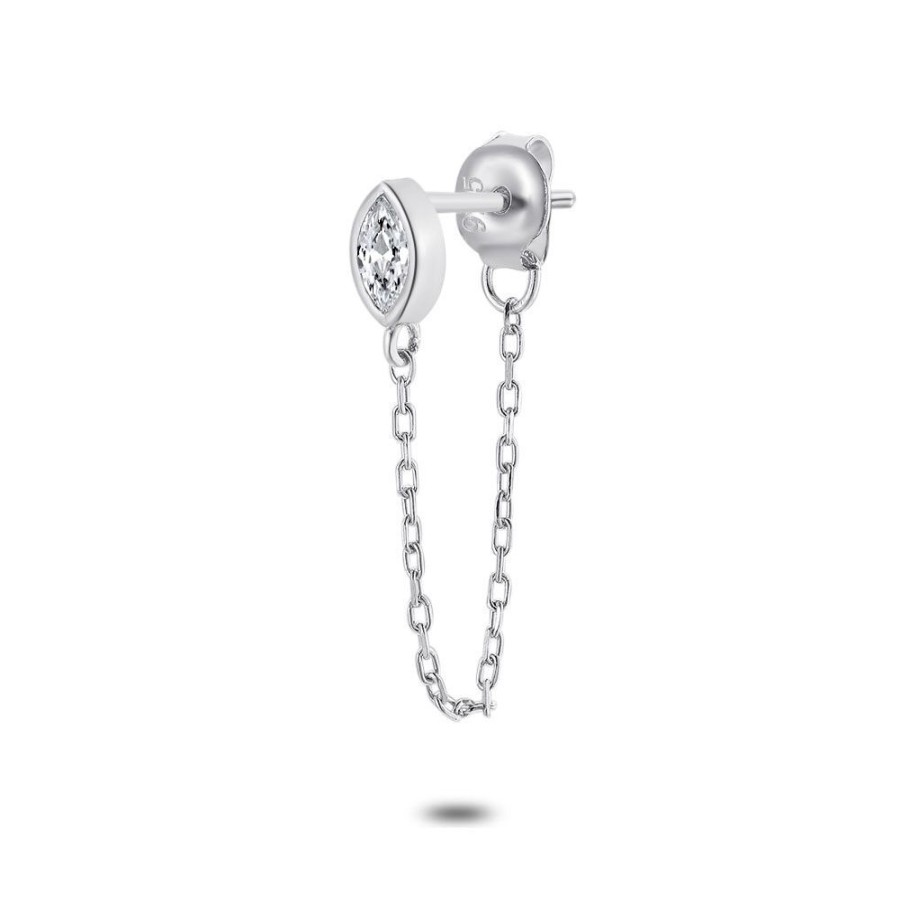 Women Twice As Nice | Earring In Silver By Piece, Ellipse, Zirconia, Chain