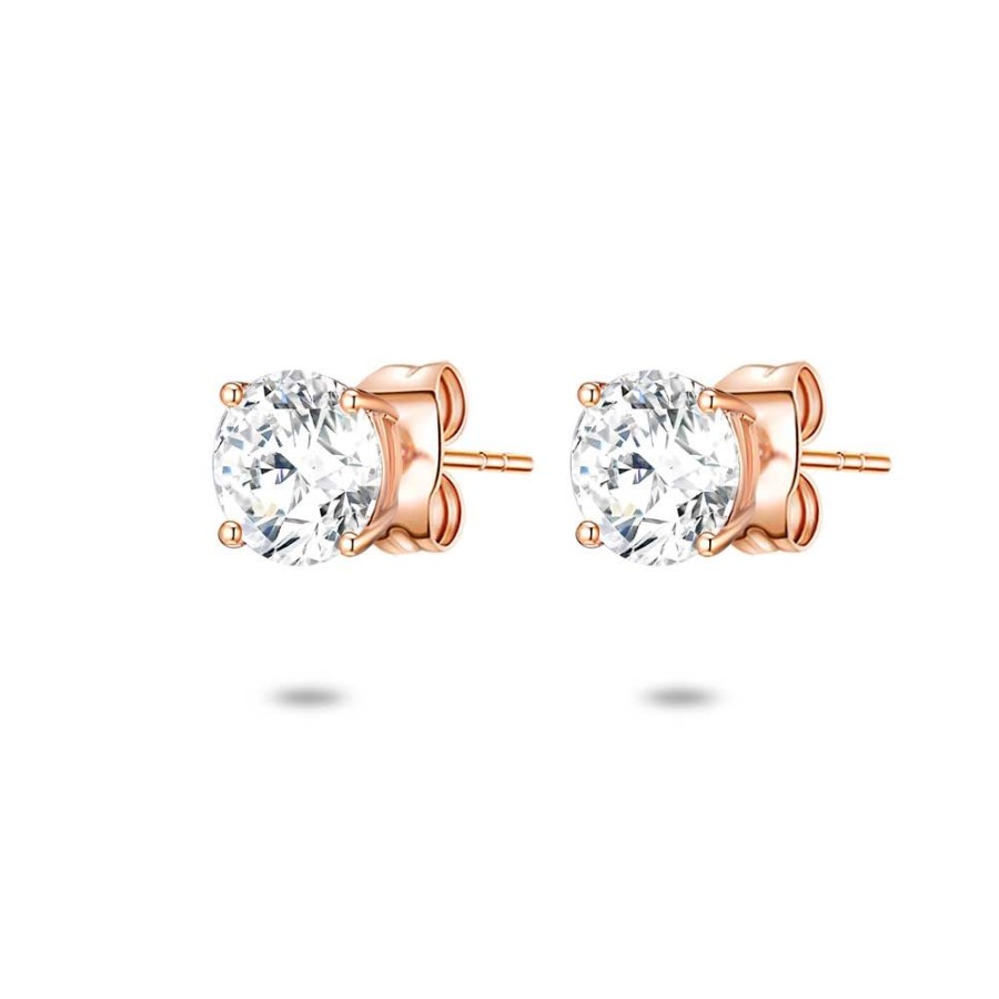 Women Twice As Nice | Rose Silver Earrings, Zirconia 5 Mm