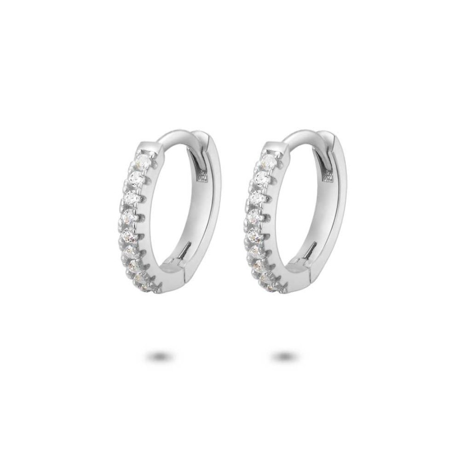 Women Twice As Nice | Silver Earrings, Hoop Earrings With Zirconia, 11 Mm