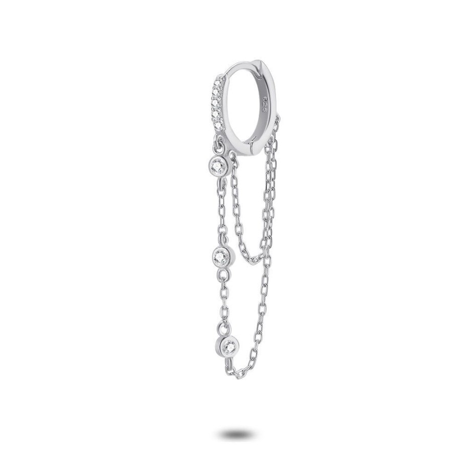 Women Twice As Nice | Silver Earring Per Piece, Double Chain And Zirconia