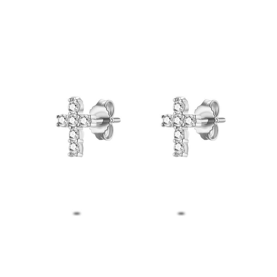 Women Twice As Nice | Silver Earrings, 6 Mm Cross