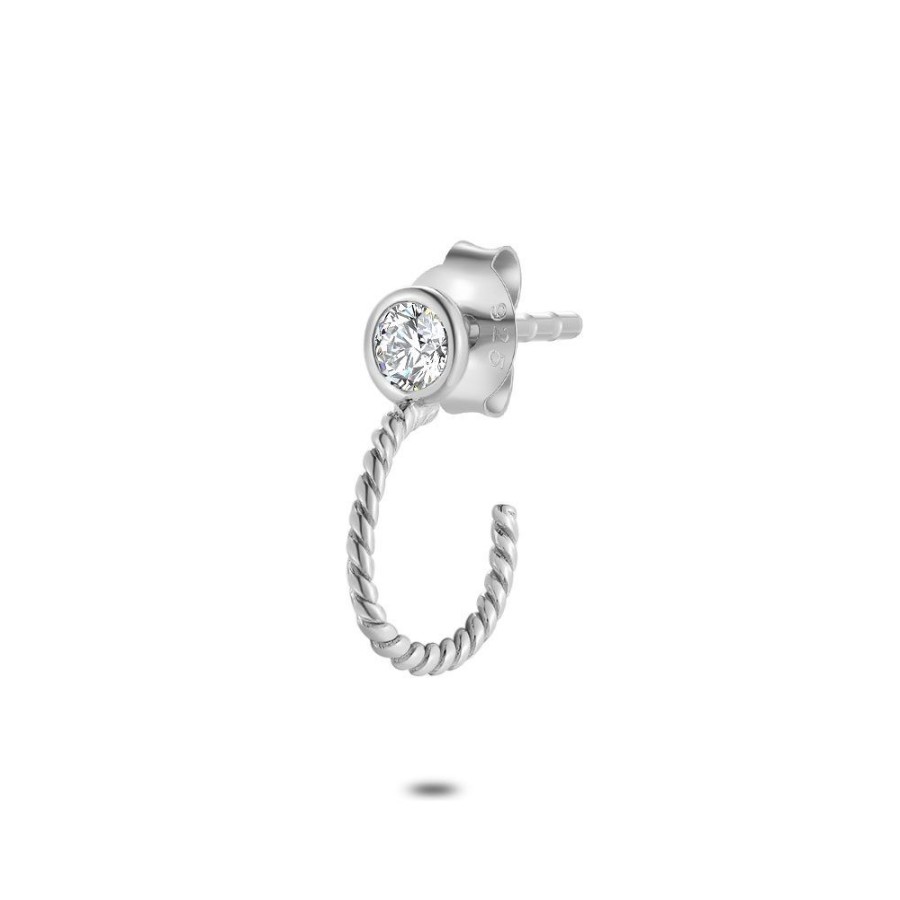 Women Twice As Nice | Silver Earring Per Piece, Half Hoop, Zirconia