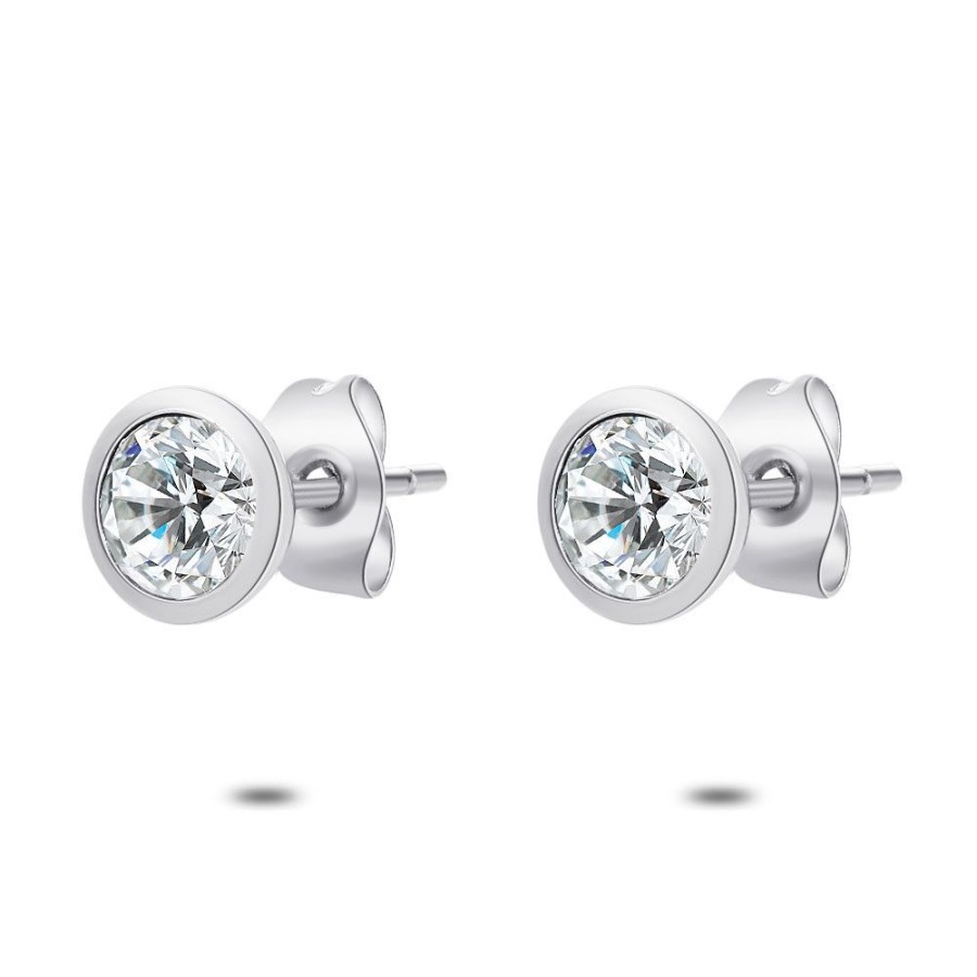 Women Twice As Nice | Stainless Steel Earrings, 1 Crystal Of 6 Mm