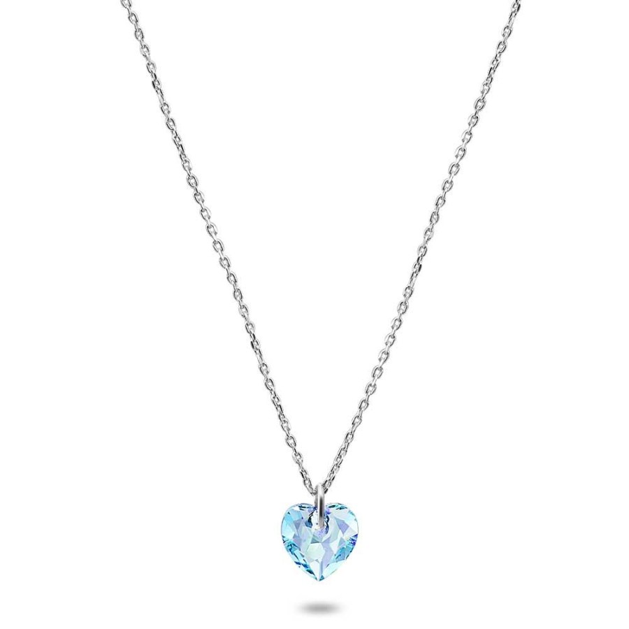 Women Twice As Nice | Silver Necklace, Light Blue Heart