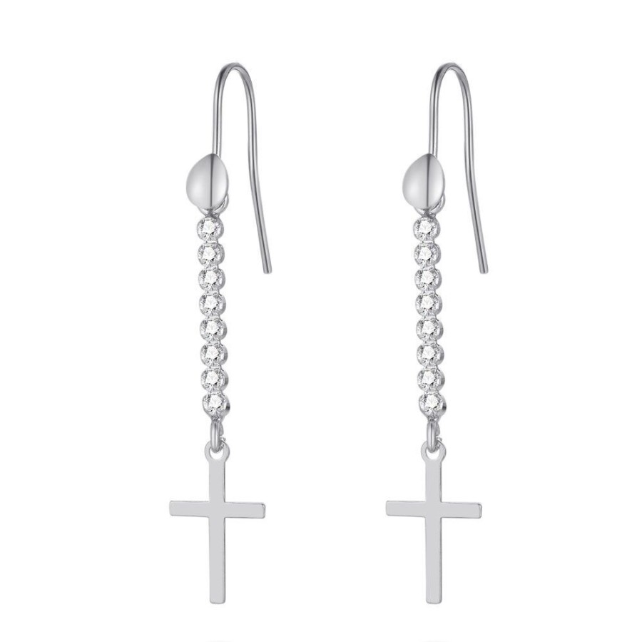 Women Twice As Nice | Silver Earrings, Cross And Zirconia