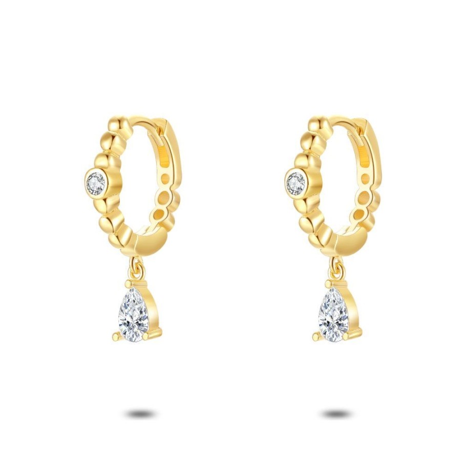 Women Twice As Nice | 18Ct Gold Plated Silver Earrings, Dots Earring, 2 Zirconia