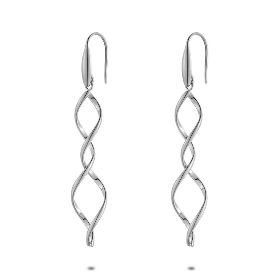 Women Twice As Nice | Stainless Steel Earrings, Open Ellipse, Turned