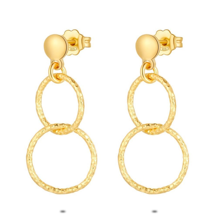 Women Twice As Nice | 18Ct Gold Plated Silver Earrings, 2 Interlaced Circles