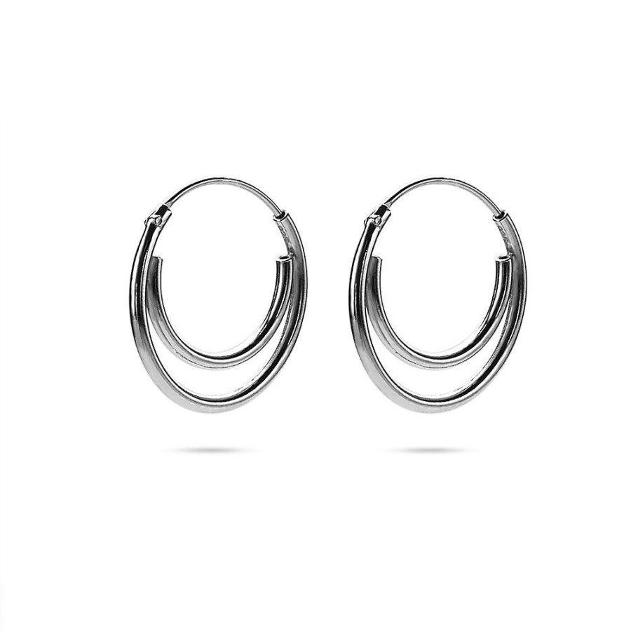 Women Twice As Nice | Silver Earrings, Double Hoop Earring