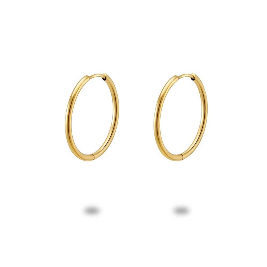 Women Twice As Nice | Gold Coloured Stainless Steel Earrings, Hoop 20 Mm