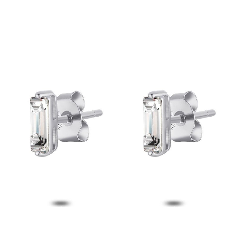 Women Twice As Nice | Silver Earrings, Rectangular In Crystal