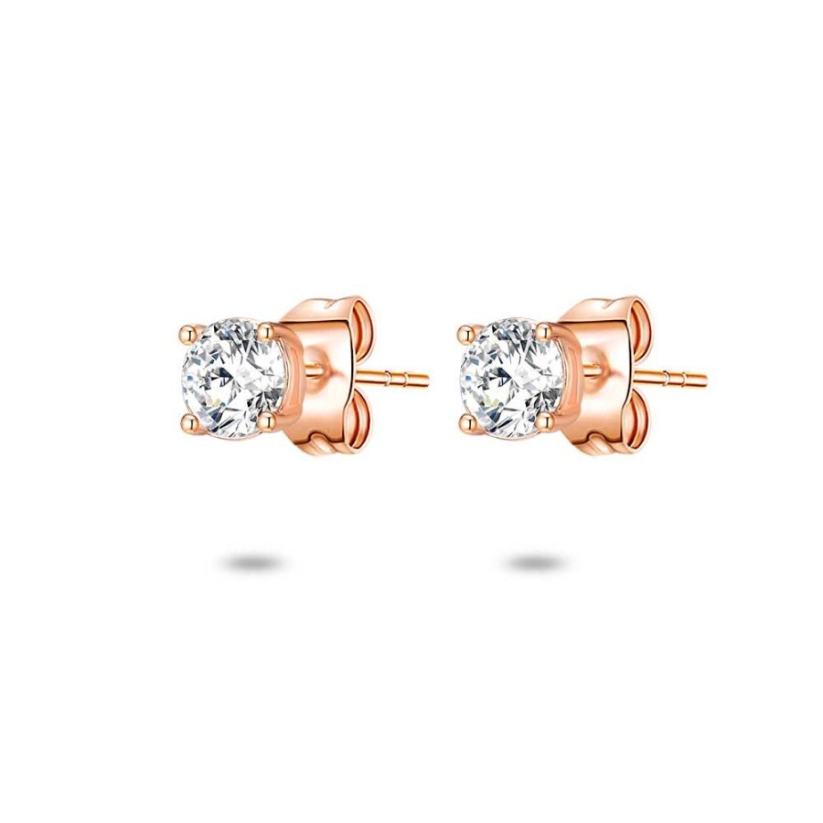 Women Twice As Nice | Rose Silver Earrings, Zirconia 4 Mm