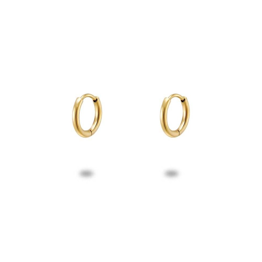 Women Twice As Nice | Gold Coloured Stainless Steel Earrings, Tiny Hoop Earrings, 9 Mm