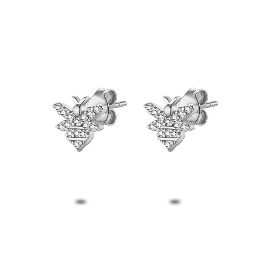 Women Twice As Nice | Silver Earrings, Bee With Zirconia