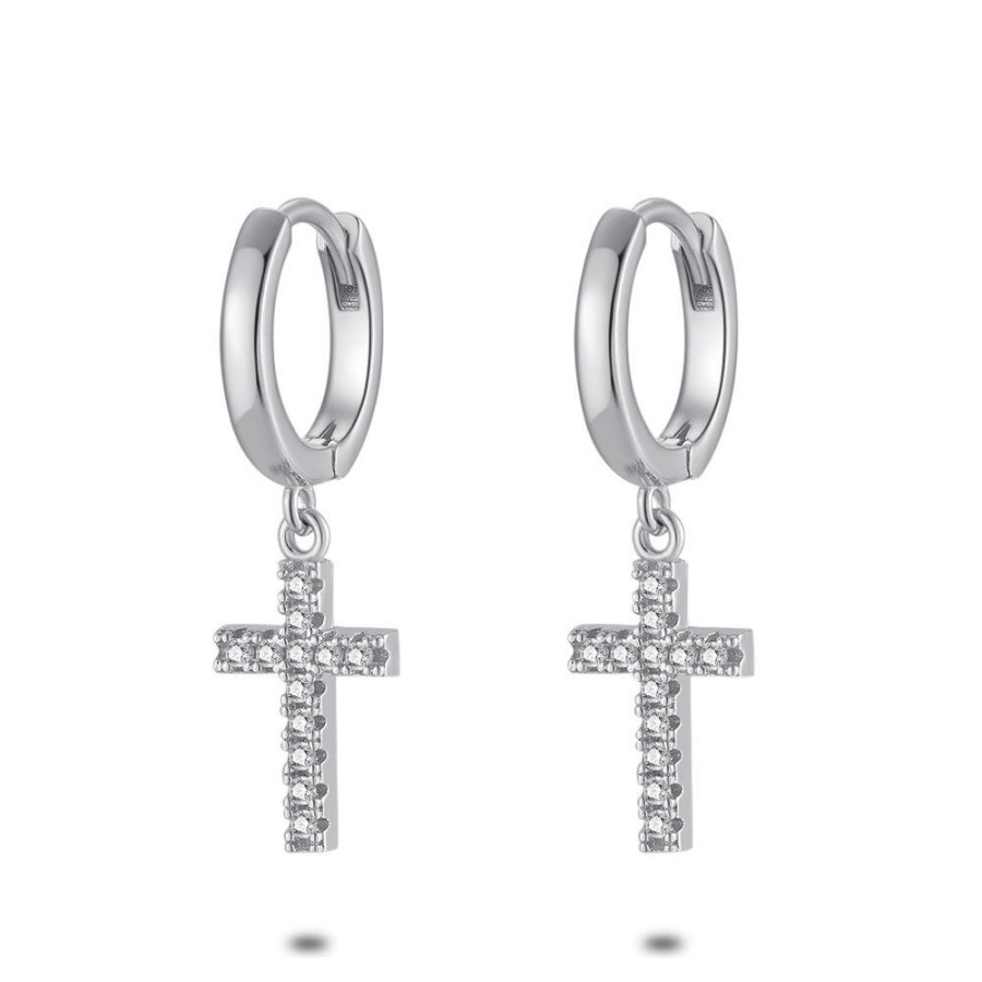 Women Twice As Nice | Silver Earrings, Hoop, Cross With Zirconia