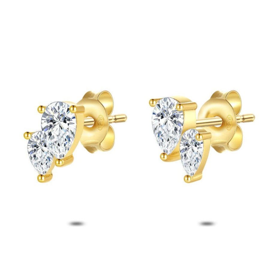 Women Twice As Nice | 18Ct Gold Plated Silver Earrings, 2 Drops