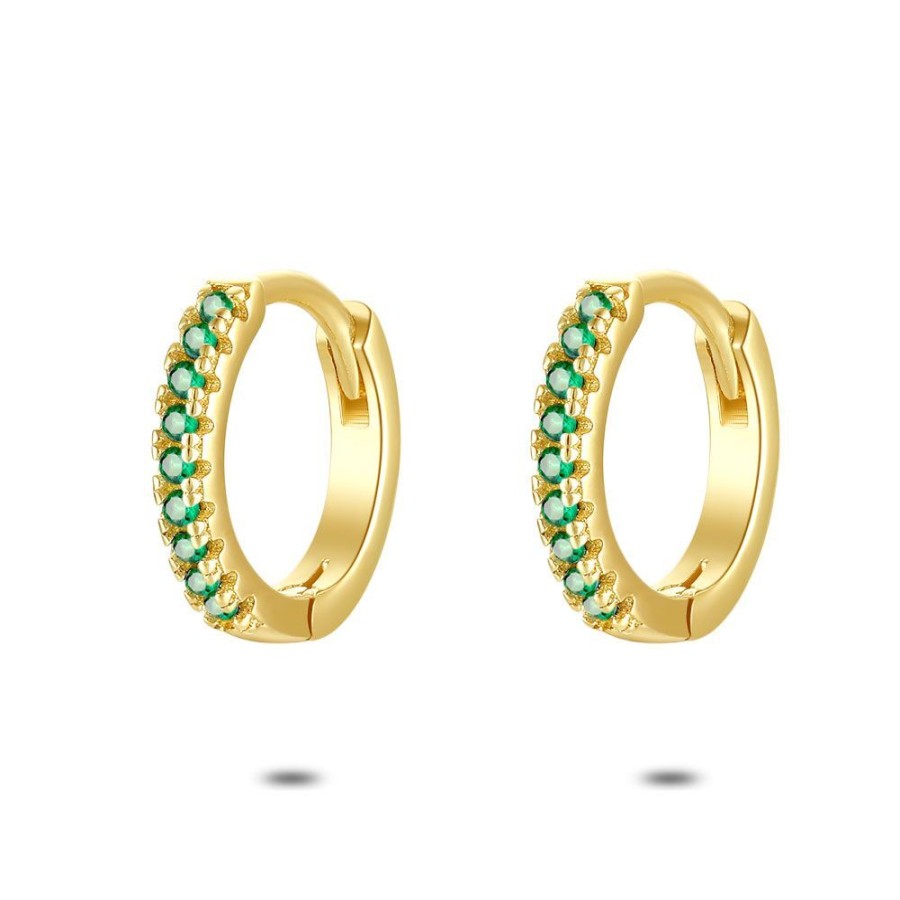 Women Twice As Nice | 18Ct Gold Plated Silver Earrings, Earrings, Green Zirconia