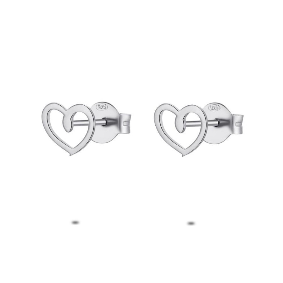 Women Twice As Nice | Silver Earrings, Open Heart, 7 Mm