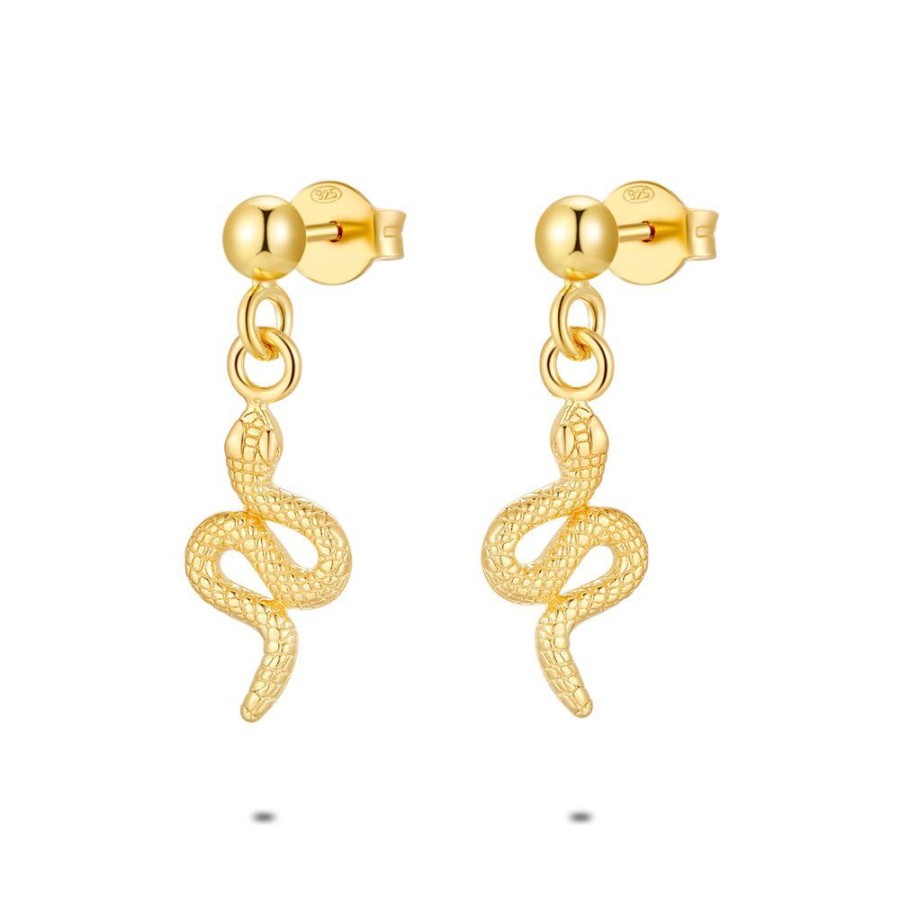 Women Twice As Nice | 18Ct Gold Plated Silver Earrings, Snake