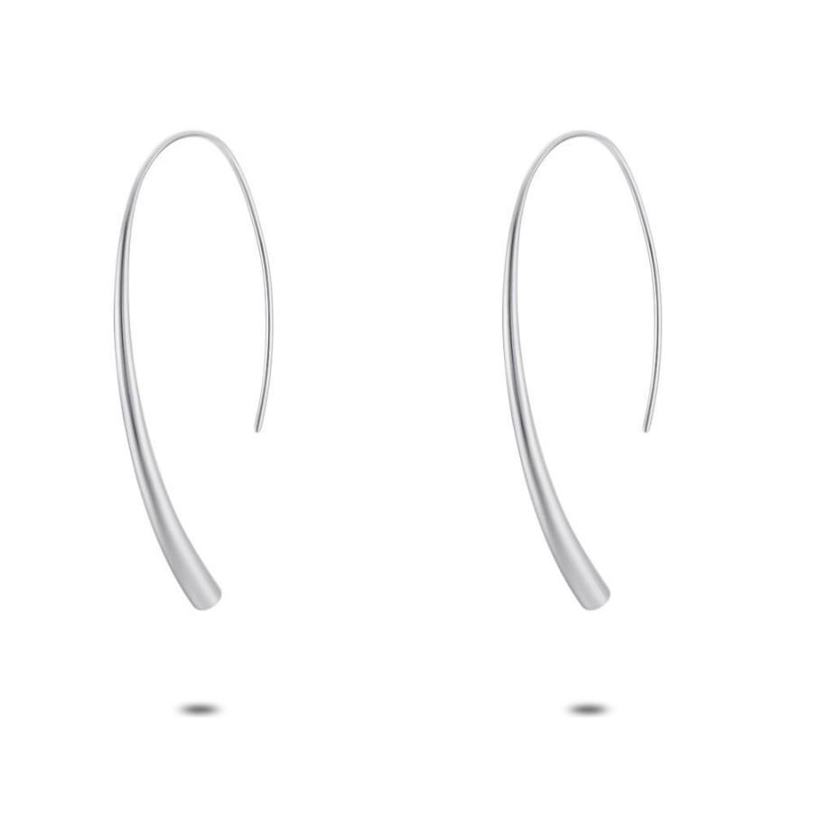 Women Twice As Nice | Stainless Steel Earrings, Long Hook, Wider At The End