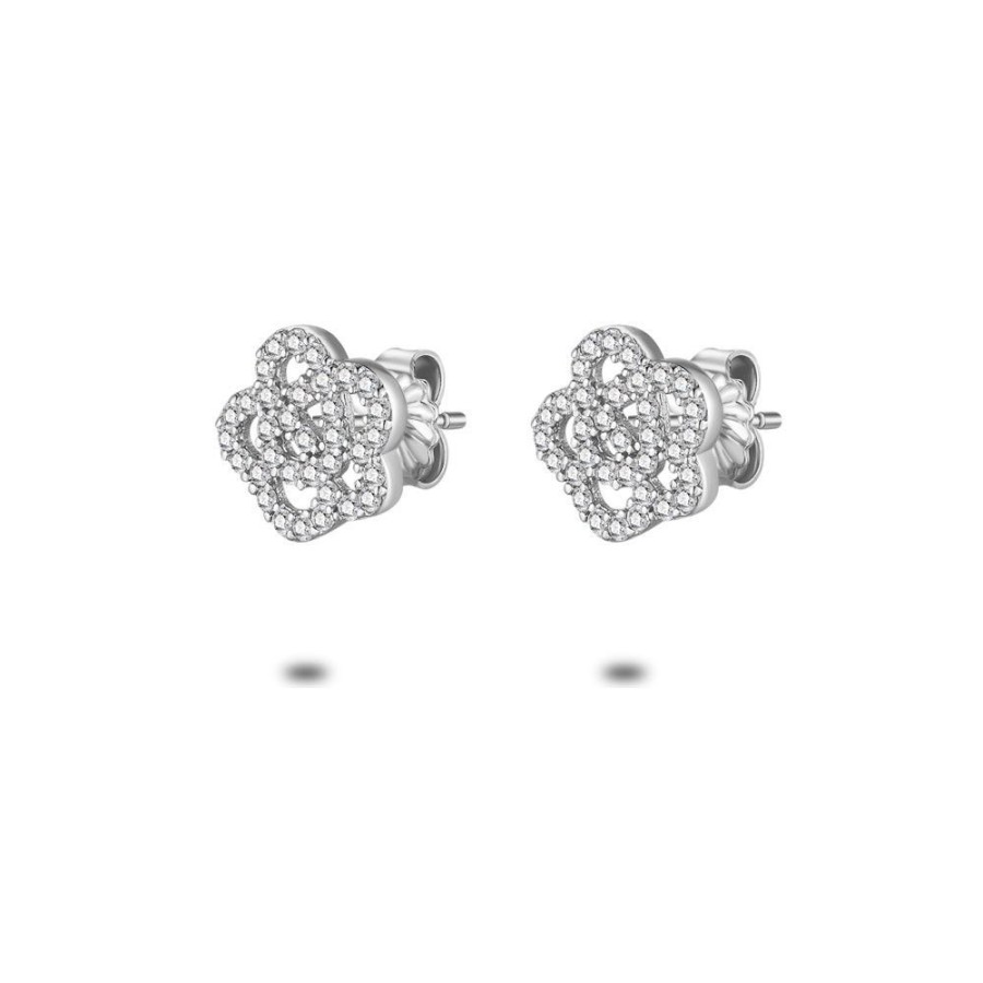 Women Twice As Nice | Silver Earrings, Flowers With Zirconia