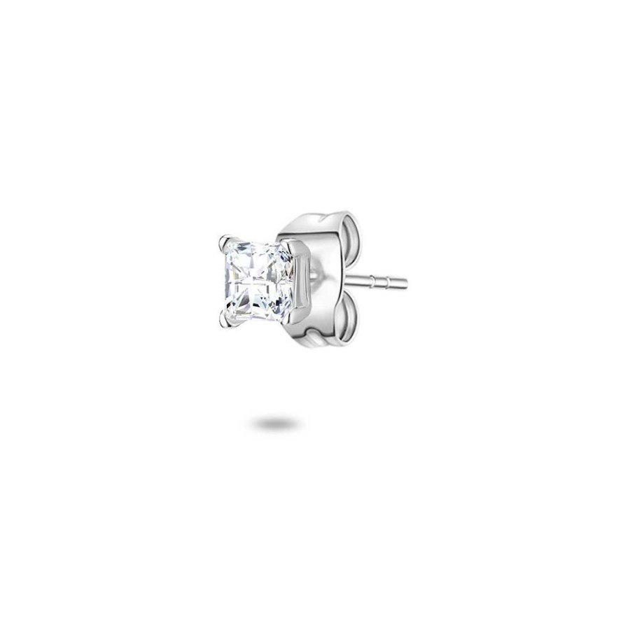 Women Twice As Nice | Silver Earring, A 3 Mm Square Zirconia