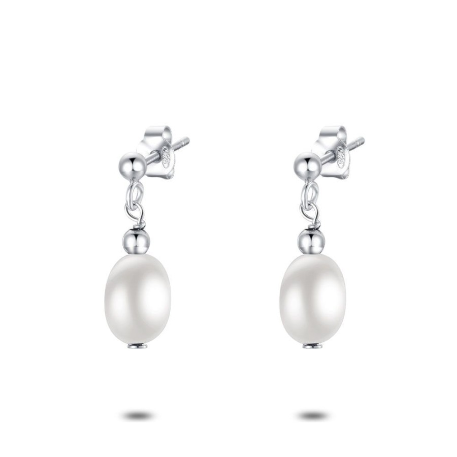 Women Twice As Nice | Silver Earrings, Oval Pearl