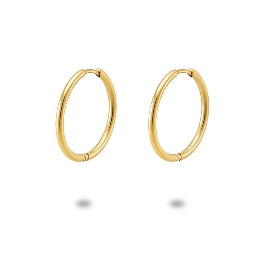 Women Twice As Nice | Gold Coloured Stainless Steel Earrings, Hoop 25 Mm