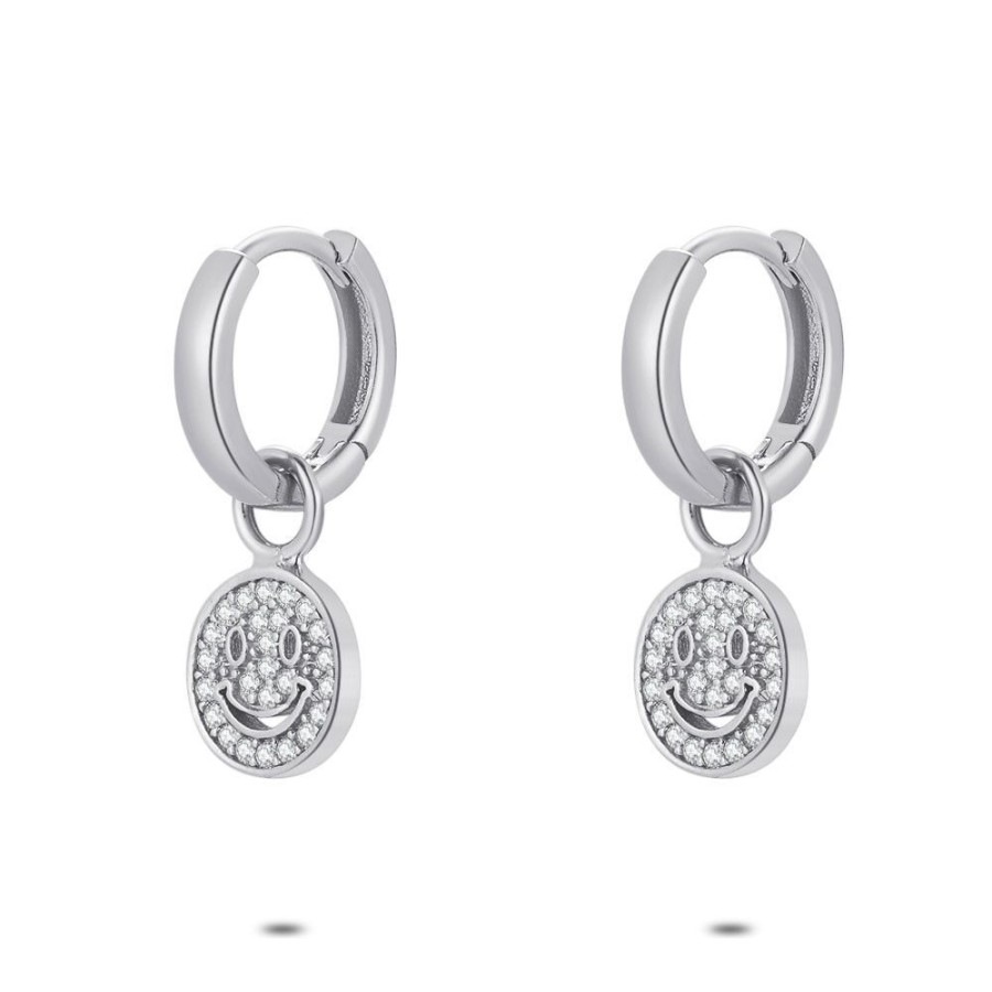 Women Twice As Nice | Earrings In Silver, Hoops, Smiley, Zirconia