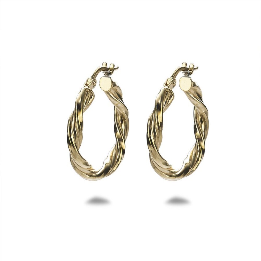 Women Twice As Nice | 18Ct Gold Plated Silver Earrings, Twisted Hoop Earring, 20 Mm