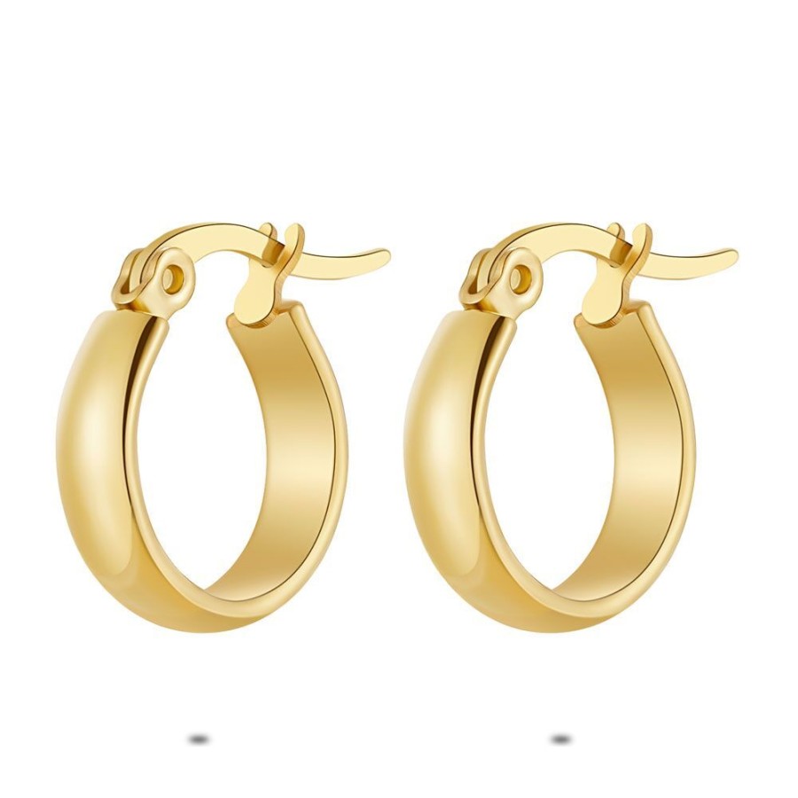 Women Twice As Nice | Gold Coloured Stainless Steel Earrings, Hoop Earrings, 15 Mm