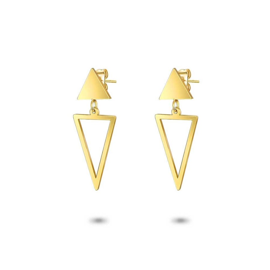 Women Twice As Nice | Gold Coloured Stainless Steel Earrings, 2 Triangles