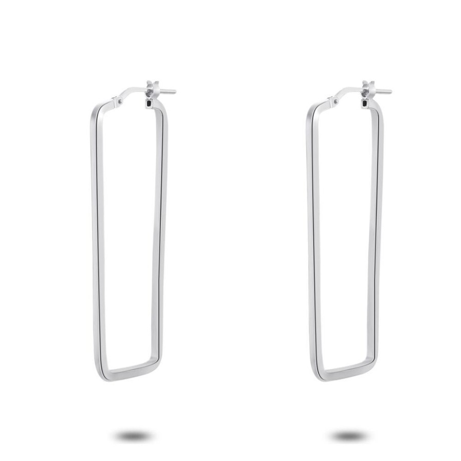 Women Twice As Nice | Silver Earrings, Rectangle, 43 Mm