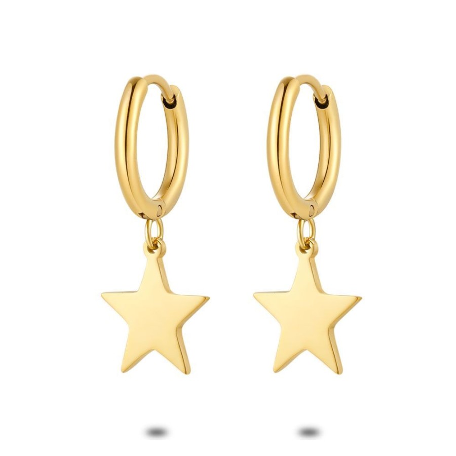 Women Twice As Nice | Gold Coloured Stainless Steel Earrings, Hoop, Star