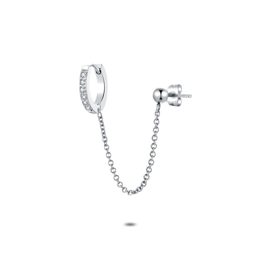 Women Twice As Nice | Stainless Steel Earring Per Piece, Hoop Earring And Ball For 2 Holes