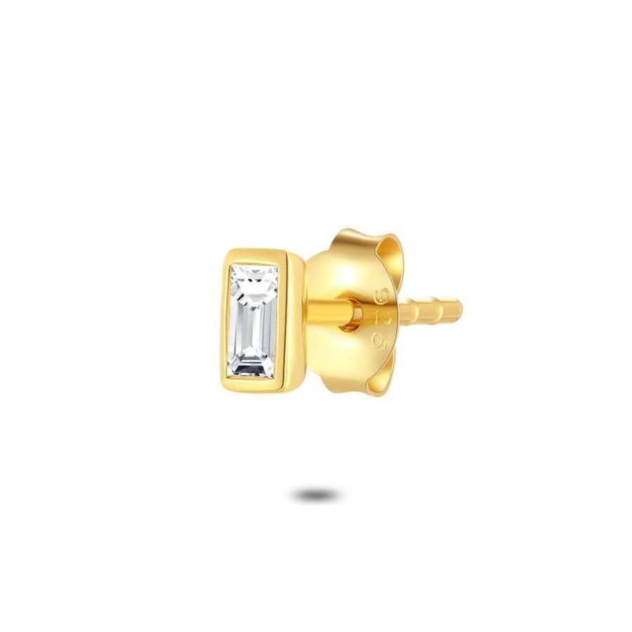 Women Twice As Nice | Earring Per Piece In 18Ct Gold Plated Silver, Emerald-Cut Zirconia