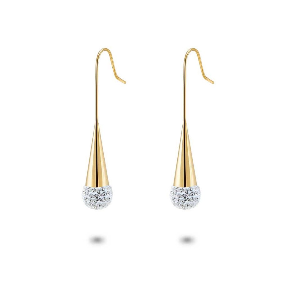 Women Twice As Nice | Stainless Steel Earrings, Drop, Ball With Crystals