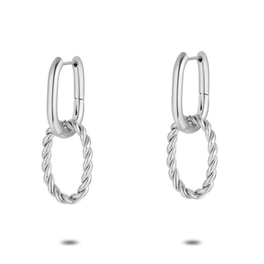 Women Twice As Nice | Stainless Steel Earrings, Double Oval Hoop Earring