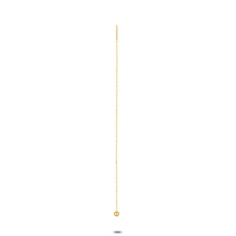 Women Twice As Nice | Gold Coloured Stainless Steel Earring Per Piece, Ball And Chain