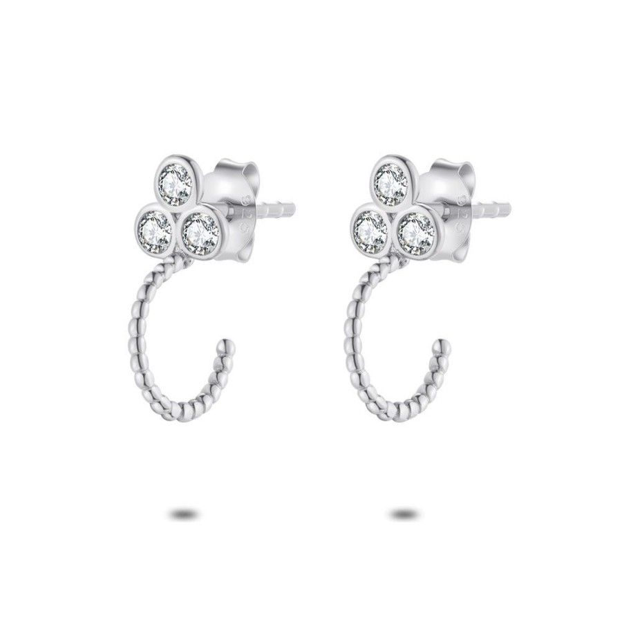 Women Twice As Nice | Silver Earrings, Open Earrings, 3 Balls Of Zirconia