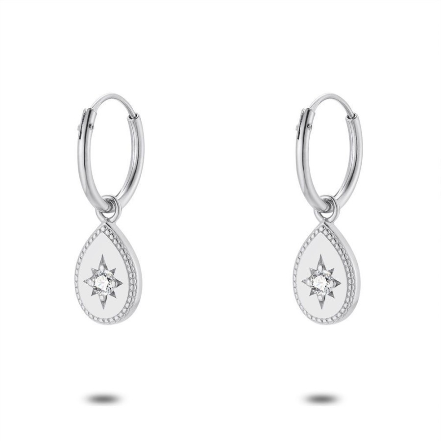 Women Twice As Nice | Earrings In Silver, Hoop, Star In Teardrop With Zirconia